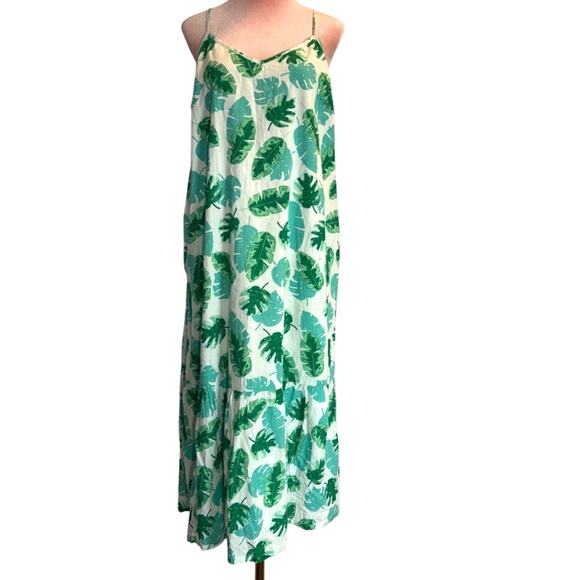 J. Crew Re-Imagined 100% Cotton Trapeze Dress Spaghetti Strap Lined 2 Pockets L - Picture 1 of 8